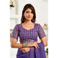 Retro Women's Faux Linen Geometric Print Ready to wear Saree With Blouse Piece