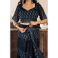 Retro Women's Faux Linen Geometric Print Ready to wear Saree With Blouse Piece