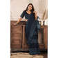 Retro Women's Faux Linen Geometric Print Ready to wear Saree With Blouse Piece
