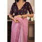 Retro Women's Faux Linen Geometric Ready to wear Saree With Blouse Piece