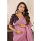 Retro Women's Faux Linen Geometric Ready to wear Saree With Blouse Piece