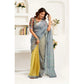Retro Women's Faux Linen Geometric Ready to wear Saree With Blouse Piece