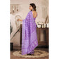 Retro Women's Faux Linen Floral Ready to wear Saree With Blouse Piece