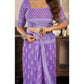 Retro Women's Faux Linen Floral Ready to wear Saree With Blouse Piece