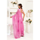 Retro Women's Faux Linen Floral Ready to wear Saree With Blouse Piece