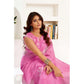 Retro Women's Faux Linen Floral Ready to wear Saree With Blouse Piece
