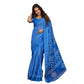 Retro Women's Faux Linen Geometric Print Ready to wear Saree With Blouse Piece