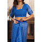 Retro Women's Faux Linen Geometric Print Ready to wear Saree With Blouse Piece