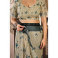 Retro Women's Faux Linen Floral Print Ready to wear Saree With Blouse Piece