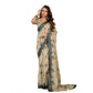Retro Women's Faux Linen Floral Print Ready to wear Saree With Blouse Piece