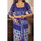 Retro Women's Faux Linen Geometric Print Ready to wear Saree With Blouse Piece