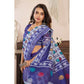 Retro Women's Faux Linen Geometric Print Ready to wear Saree With Blouse Piece