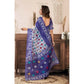 Retro Women's Faux Linen Geometric Print Ready to wear Saree With Blouse Piece