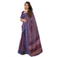 Retro Women's Faux Linen Floral Print Ready to wear Saree With Blouse Piece