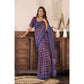 Retro Women's Faux Linen Floral Print Ready to wear Saree With Blouse Piece