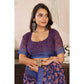 Retro Women's Faux Linen Floral Print Ready to wear Saree With Blouse Piece