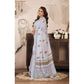 Retro Women's Faux Linen Floral Print Ready to wear Saree With Blouse Piece