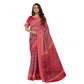 Retro Women's Faux Linen Geometric Print Ready to wear Saree With Blouse Piece