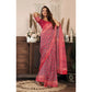 Retro Women's Faux Linen Geometric Print Ready to wear Saree With Blouse Piece