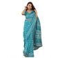 Retro Women's Faux Linen Floral Print Ready to wear Saree With Blouse Piece