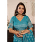 Retro Women's Faux Linen Floral Print Ready to wear Saree With Blouse Piece