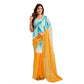Retro Women's Faux Linen Abstract Print Ready to wear Saree With Blouse Piece