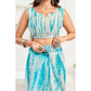 Retro Women's Faux Linen Abstract Print Ready to wear Saree With Blouse Piece