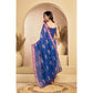 Feminine Women's Faux Linen Printed Ready to wear Saree With Blouse Piece