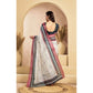 Feminine Women's Faux Linen Floral Print Ready to wear Saree With Blouse Piece