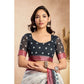 Feminine Women's Faux Linen Floral Print Ready to wear Saree With Blouse Piece