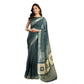Feminine Women's Faux Linen Floral Ready to wear Saree With Blouse Piece