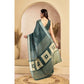 Feminine Women's Faux Linen Floral Ready to wear Saree With Blouse Piece