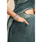 Feminine Women's Faux Linen Floral Ready to wear Saree With Blouse Piece
