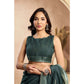 Feminine Women's Faux Linen Floral Ready to wear Saree With Blouse Piece