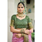Admirable Women's Silk Blend Booti Work Ready to wear Saree With Blouse Piece