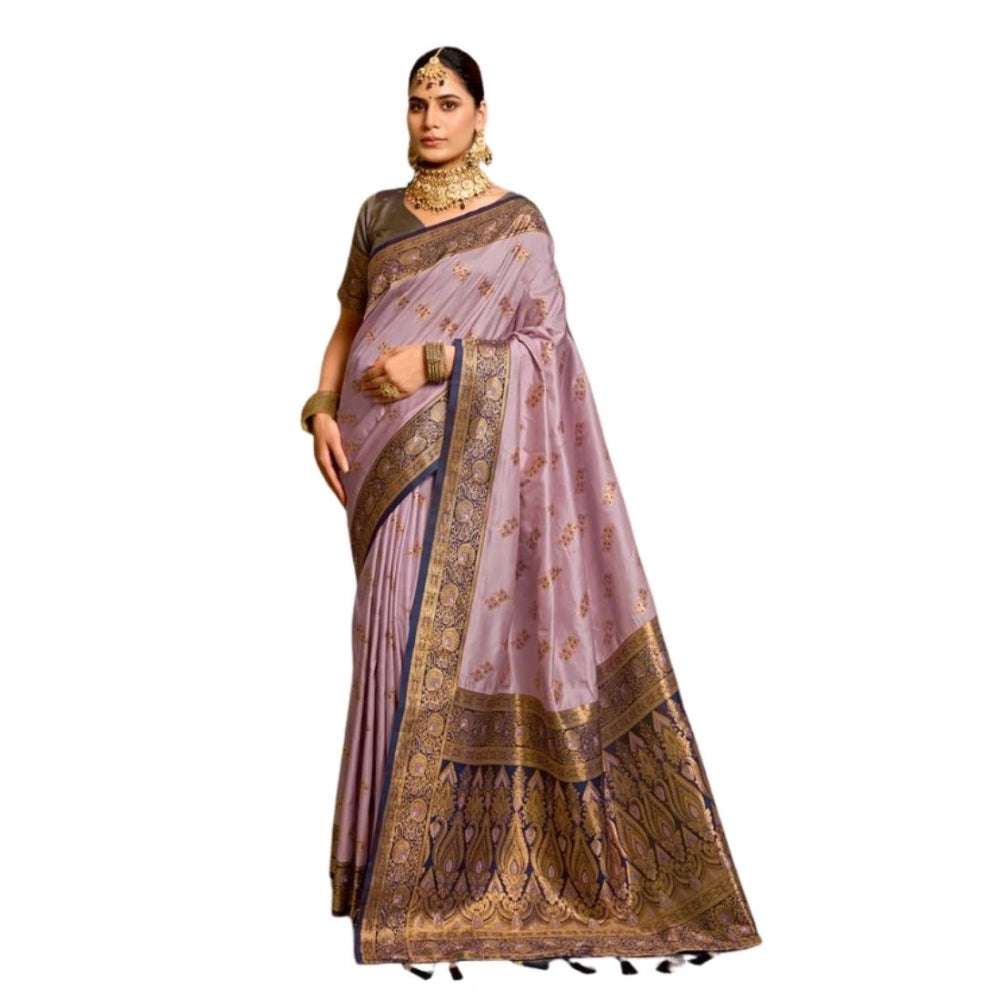 Admirable Women's Silk Blend Booti Work Ready to wear Saree With Blouse Piece