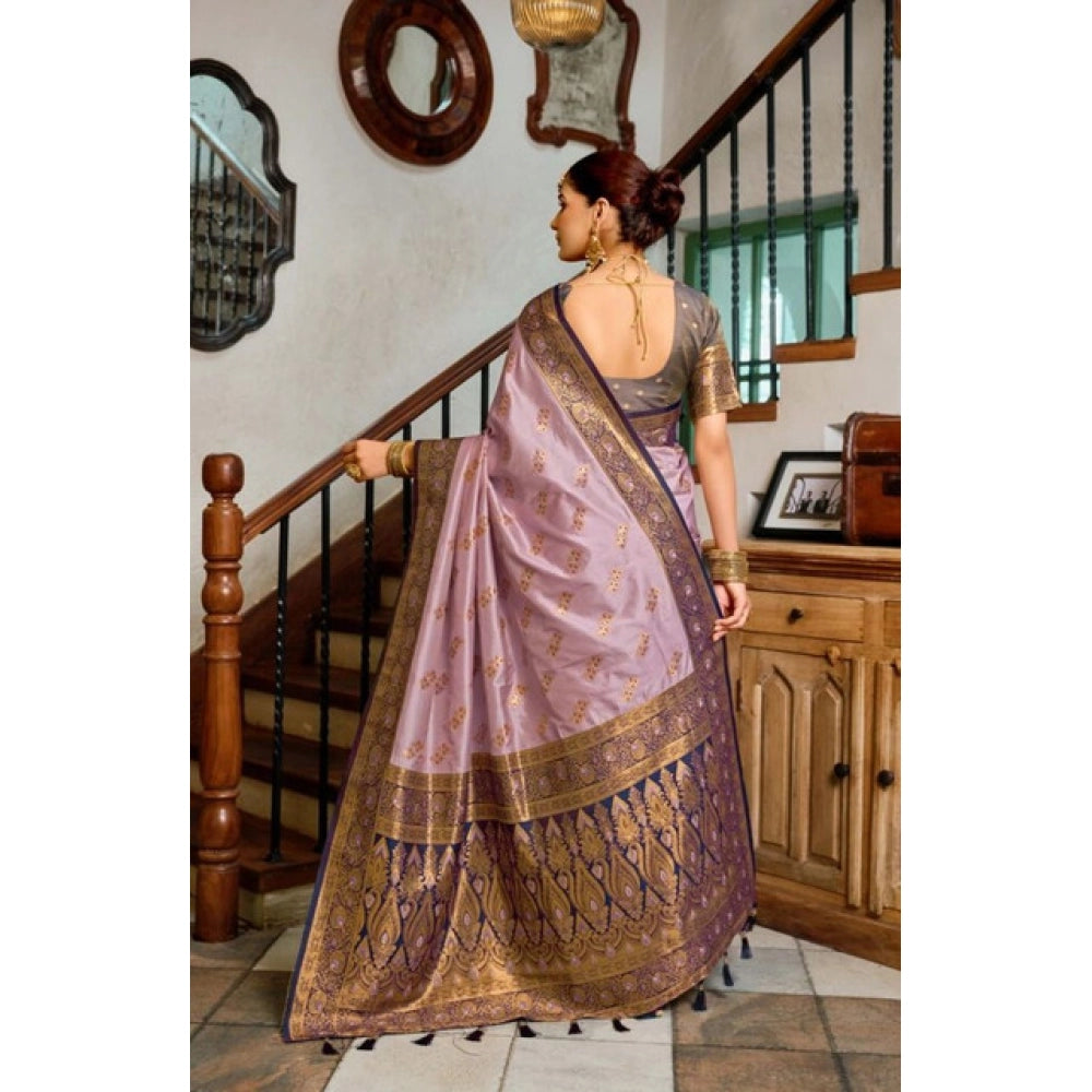 Admirable Women's Silk Blend Booti Work Ready to wear Saree With Blouse Piece