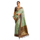 Admirable Women's Silk Blend Booti Work Ready to wear Saree With Blouse Piece