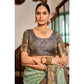 Admirable Women's Silk Blend Booti Work Ready to wear Saree With Blouse Piece