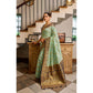 Admirable Women's Silk Blend Booti Work Ready to wear Saree With Blouse Piece