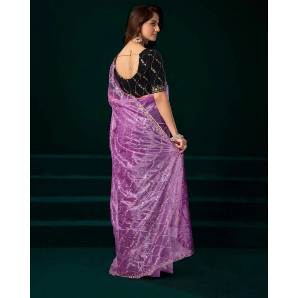 Delicate Women's Net Sequence Saree With Blouse Piece