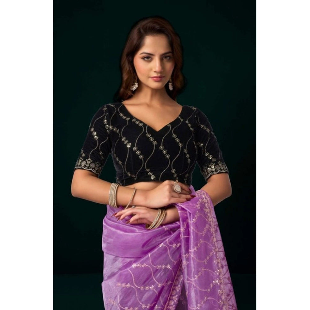 Delicate Women's Net Sequence Saree With Blouse Piece