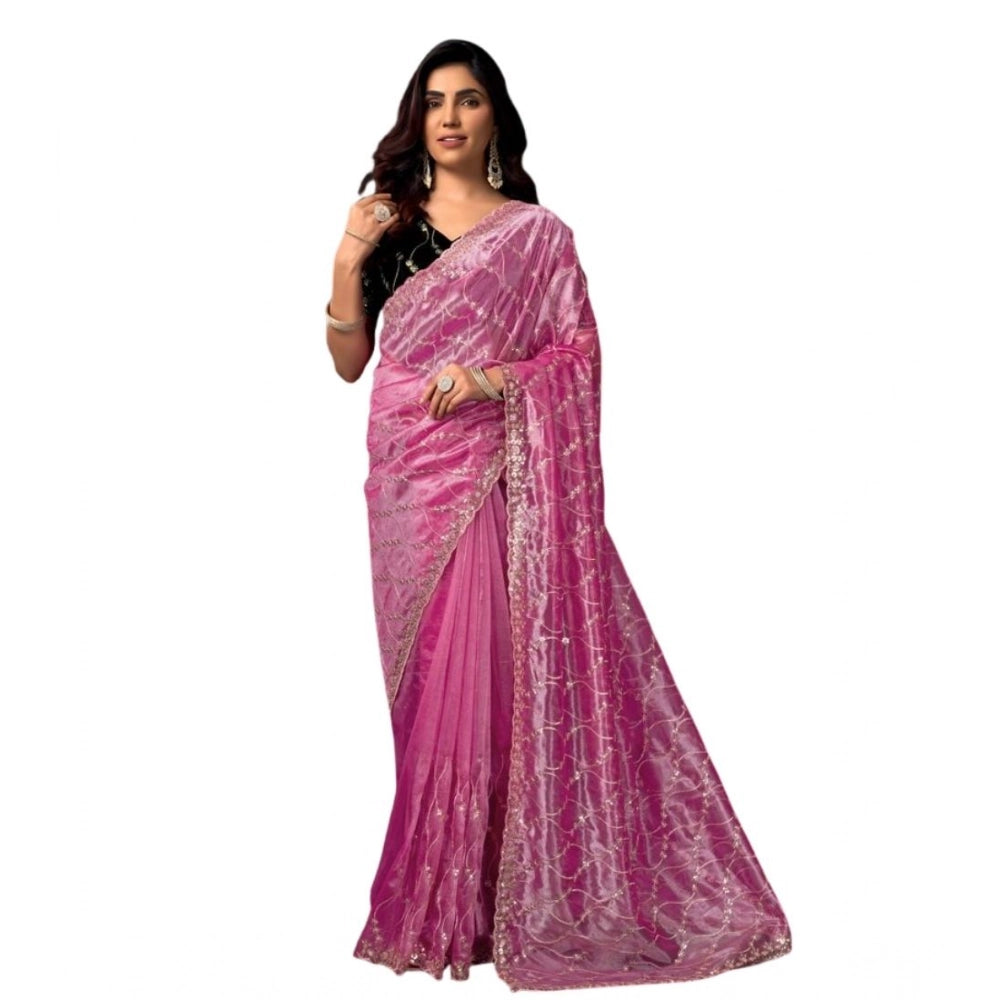 Delicate Women's Net Sequence Saree With Blouse Piece