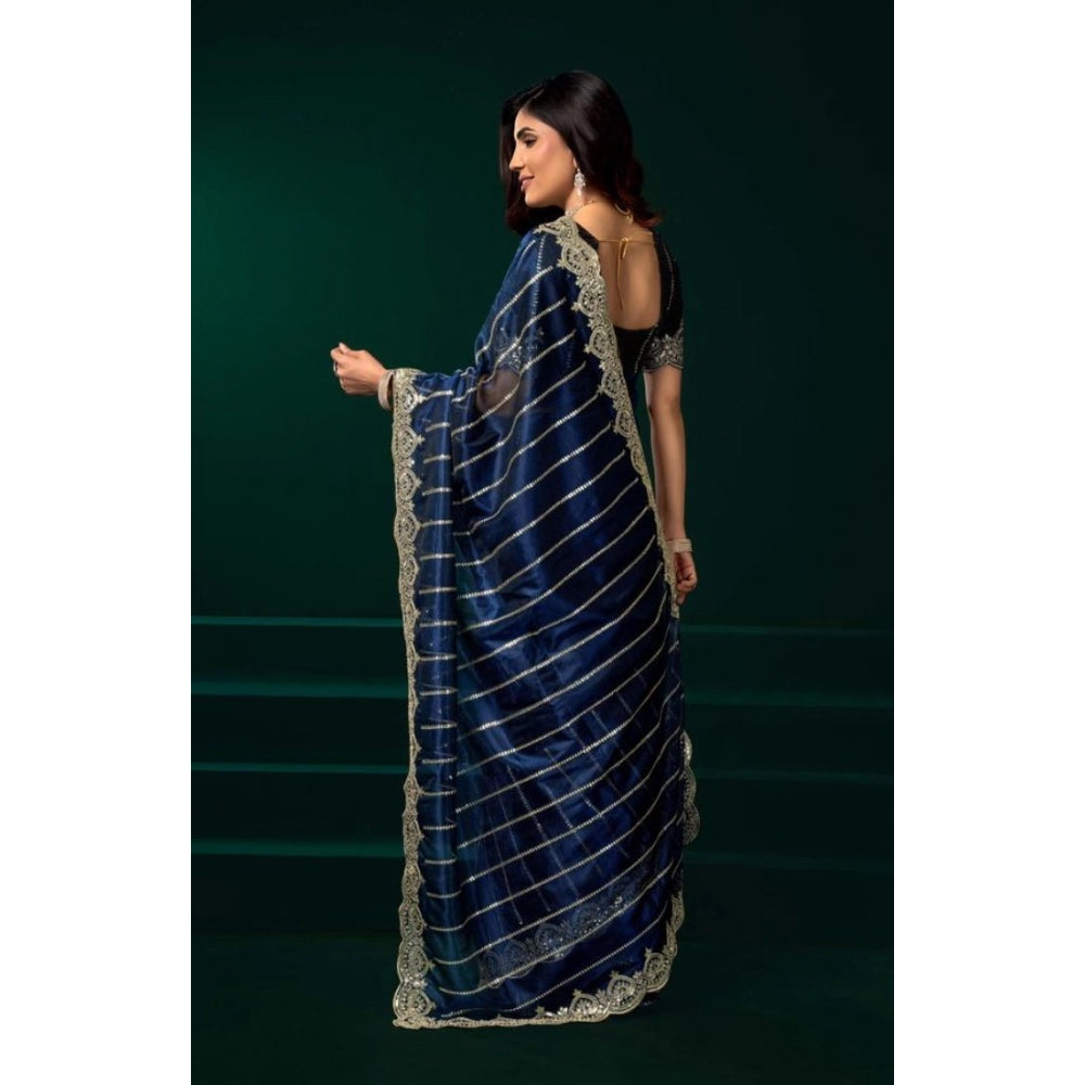 Delicate Women's Net Sequence Saree With Blouse Piece