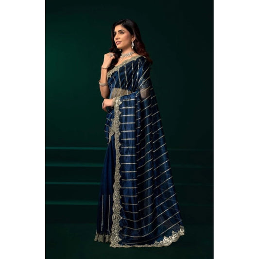 Delicate Women's Net Sequence Saree With Blouse Piece