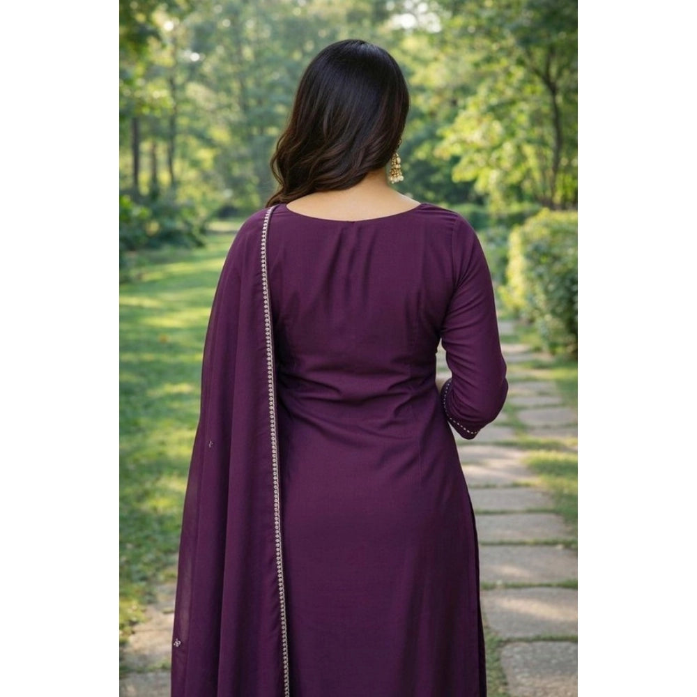 Snazzy Women's Georgette Ethnic Motif Round 3/4th Sleeve Kurti With Pant Dupatta Set