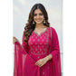 Snazzy Women's Georgette Ethnic Motif Round 3/4th Sleeve Kurti With Pant Dupatta Set