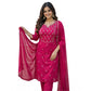 Snazzy Women's Georgette Ethnic Motif Round 3/4th Sleeve Kurti With Pant Dupatta Set