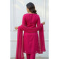 Snazzy Women's Georgette Ethnic Motif Round 3/4th Sleeve Kurti With Pant Dupatta Set