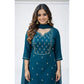 Snazzy Women's Georgette Ethnic Motif Round 3/4th Sleeve Kurti With Pant Dupatta Set